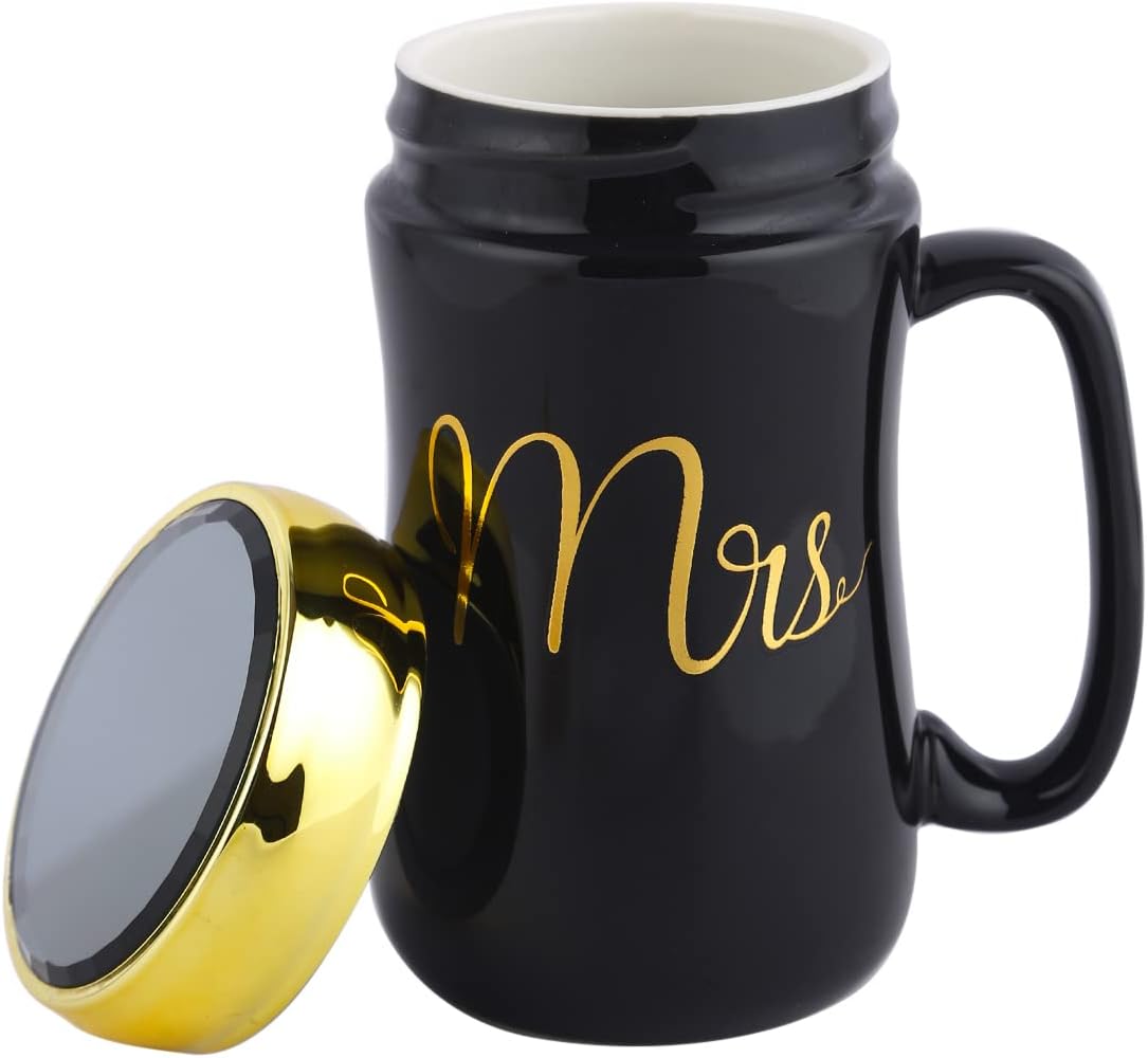 MR & MRS - Ceramic Mug Set Black & Gold