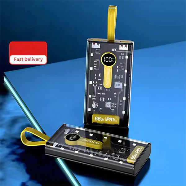 100W Transparent Power Bank, 20,000mAh PD Fast Charging with Digital Display Imported