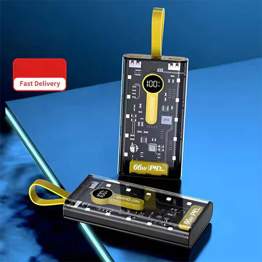 100W Transparent Power Bank, 20,000mAh PD Fast Charging with Digital Display Imported