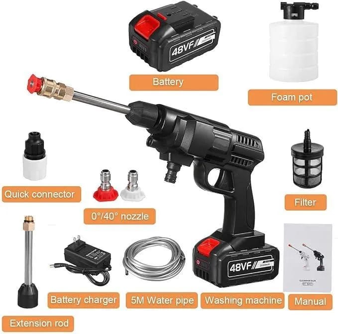 48V Cordless High Pressure Washer Gun Black
